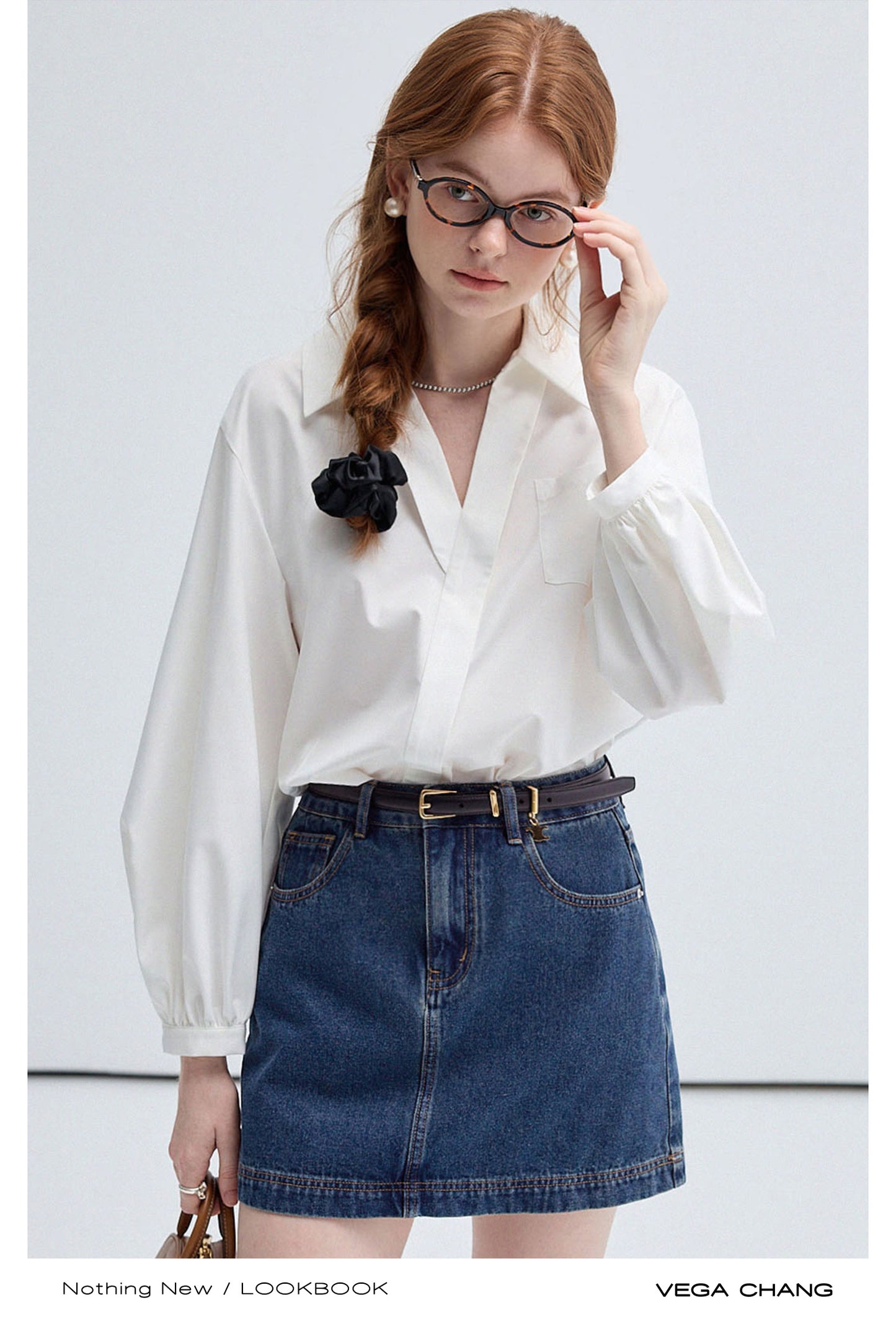 Bamboo Fiber Asymmetric Placket Open Collar Shirt