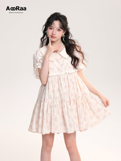 Doll Collar Dresses With Matching Rose Brooch