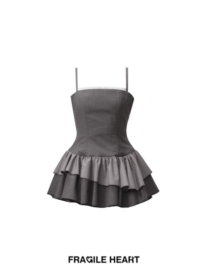 Monotone Tiered Mini Camisole Dress With Inner Shorts