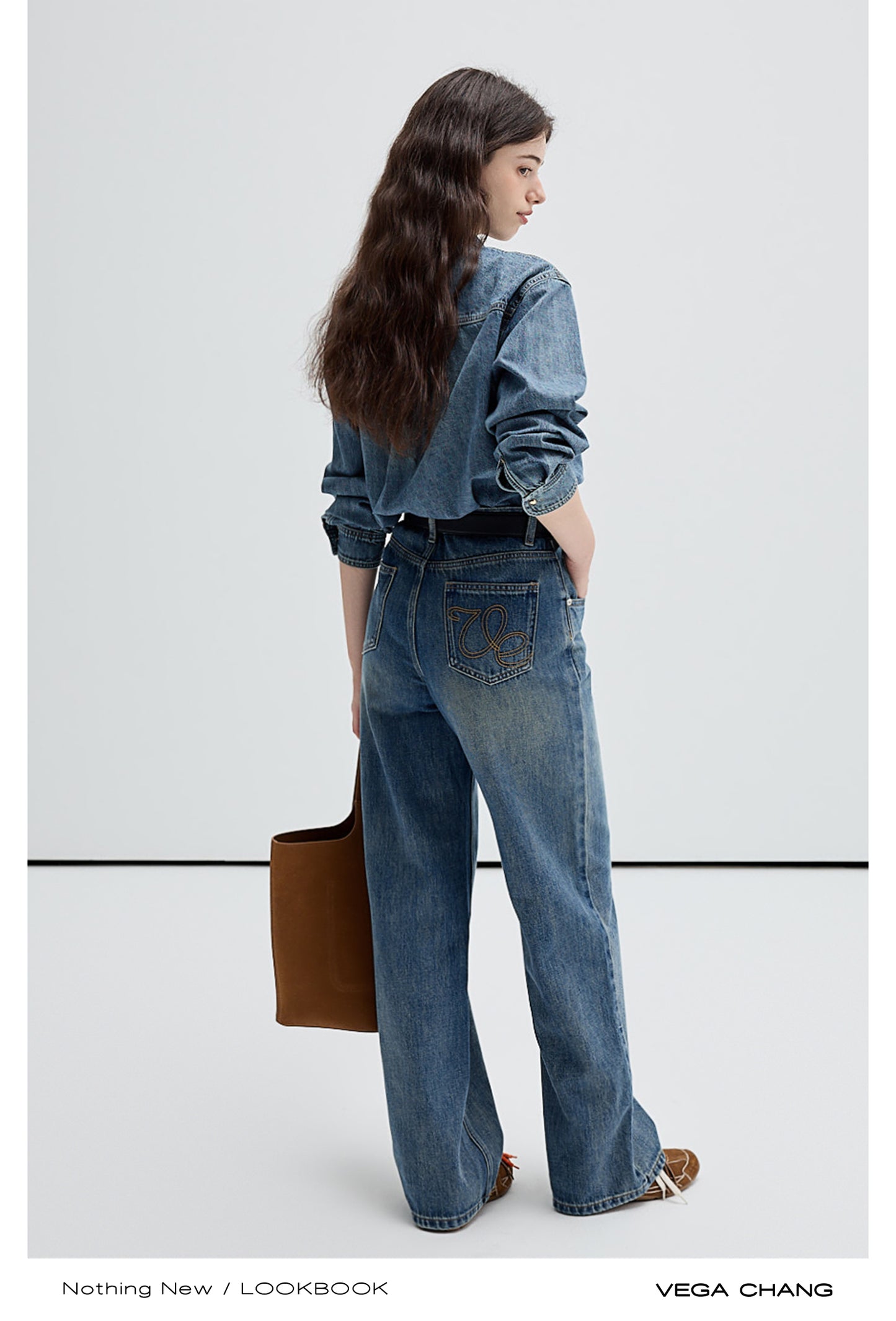 Washed Denim Shirt, Matching Straight-Leg Jeans