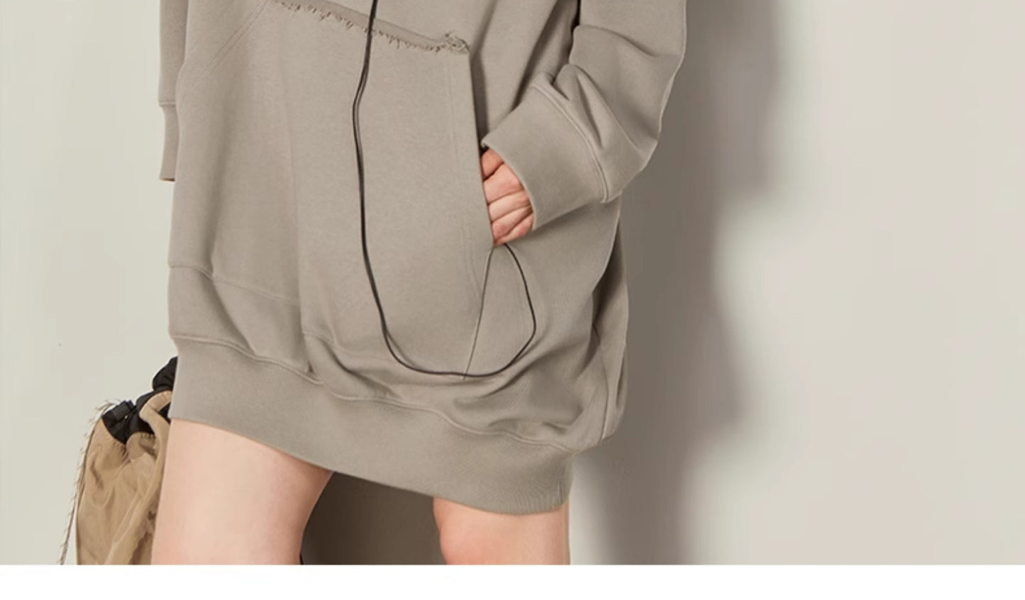 Oversized Raw Edge Hoodie Dress