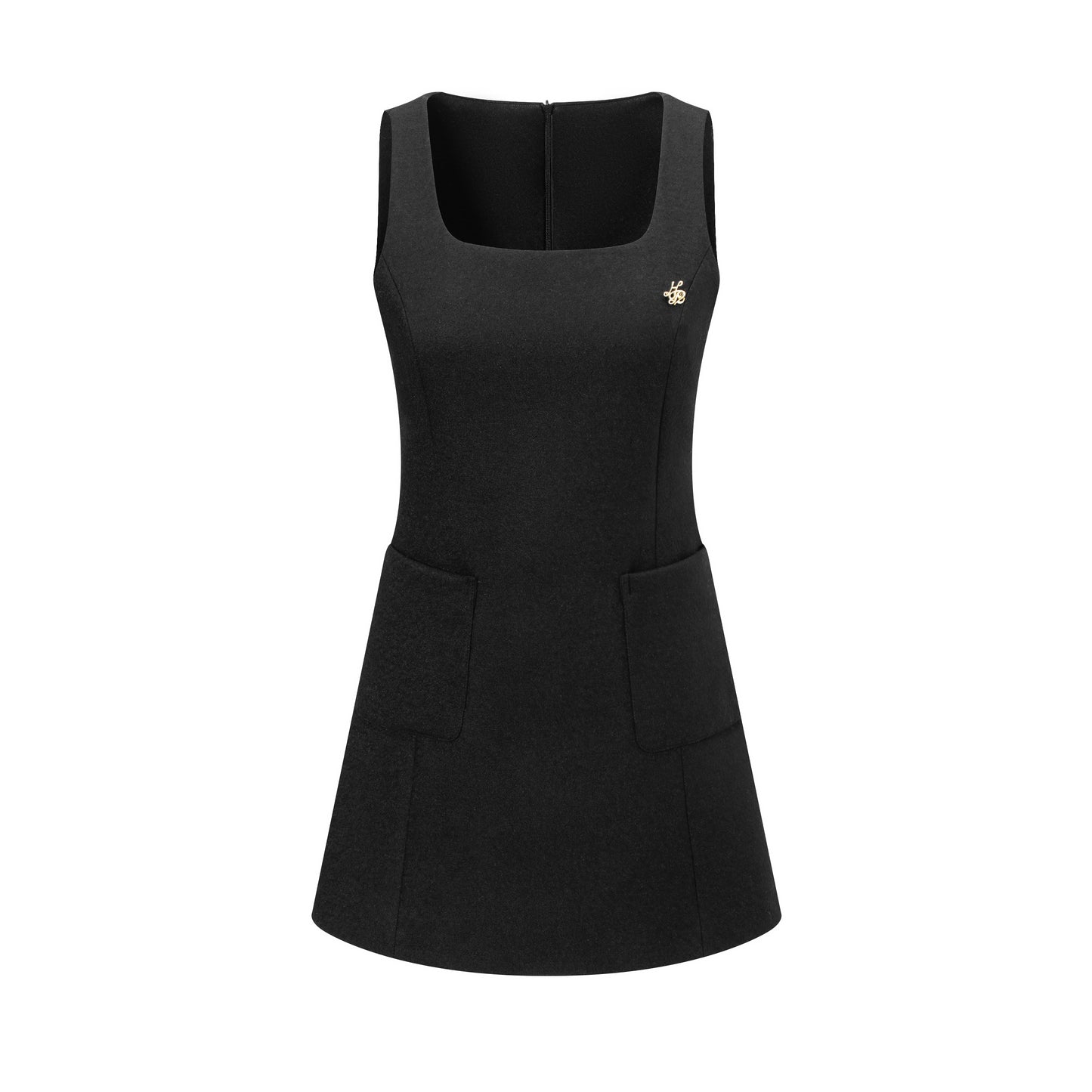 Dotted Tie-Neck Blouse & Sleeveless A-Line Dress