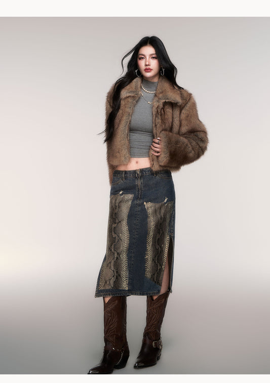 Plush Cropped Faux Fur Jacket