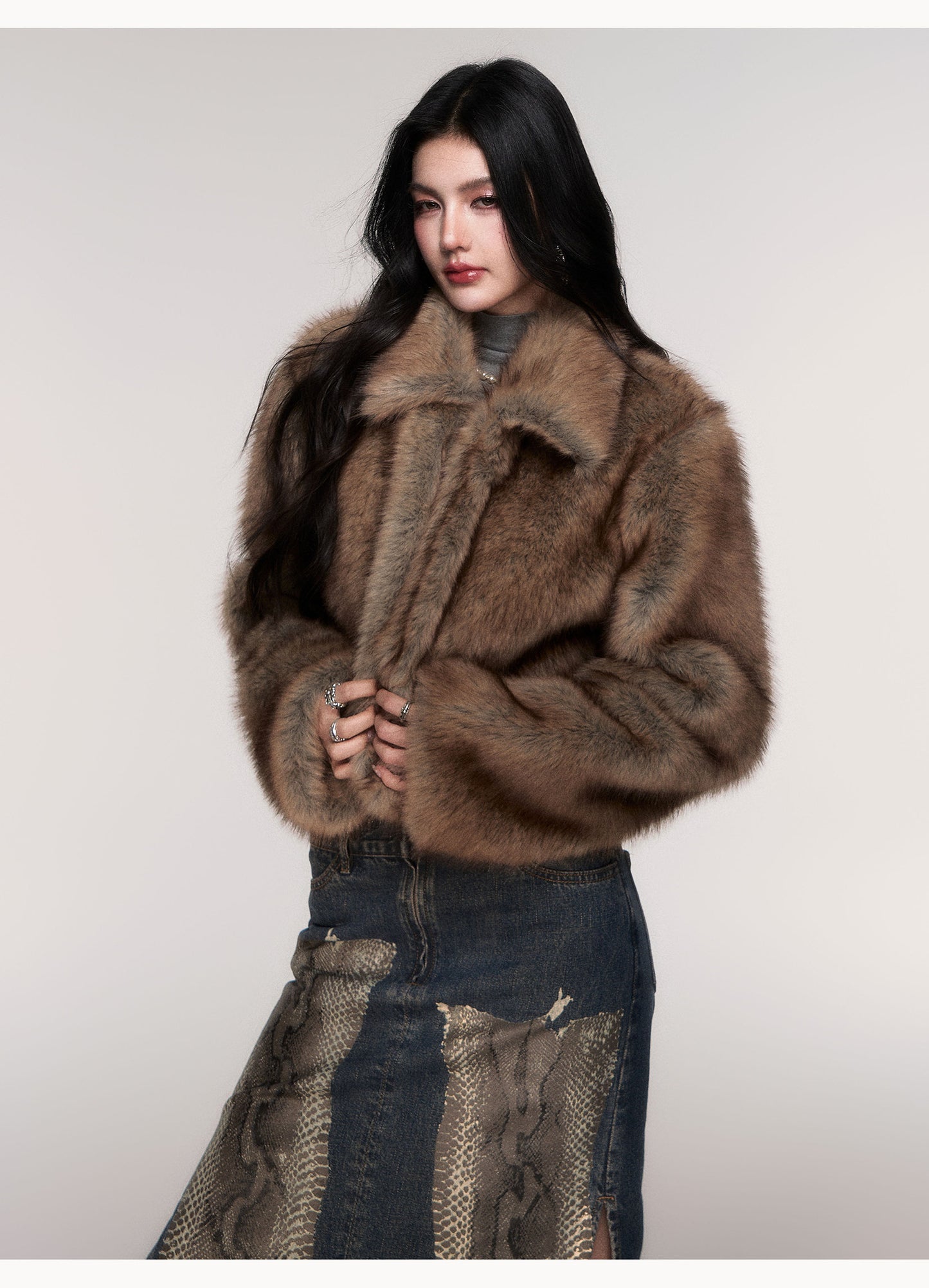 Plush Cropped Faux Fur Jacket
