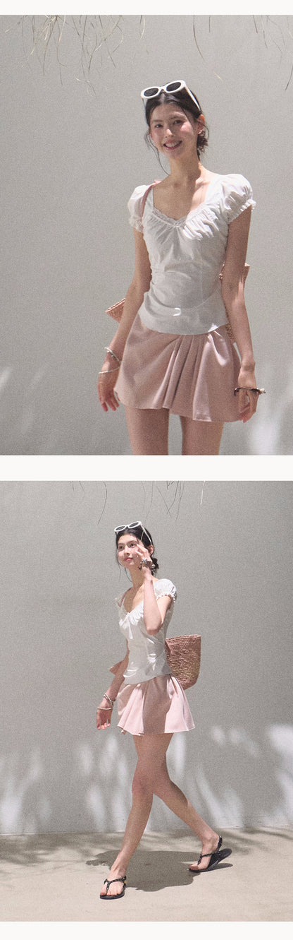 Square Neck Puff-Sleeve Blouse