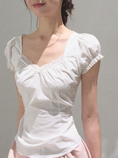 Square Neck Puff-Sleeve Blouse