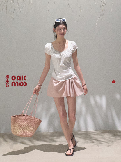 Square Neck Puff-Sleeve Blouse