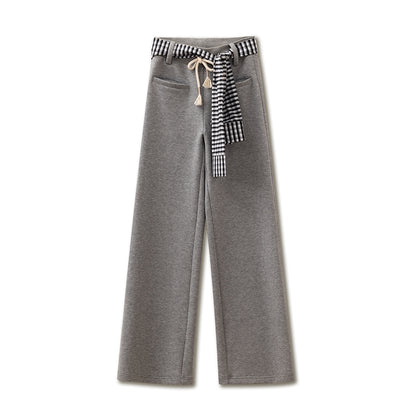 Straight-Leg Sweatpants With Shirt Sleeve Tie Belt