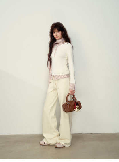 Straight-Leg Sweatpants With Shirt Sleeve Tie Belt