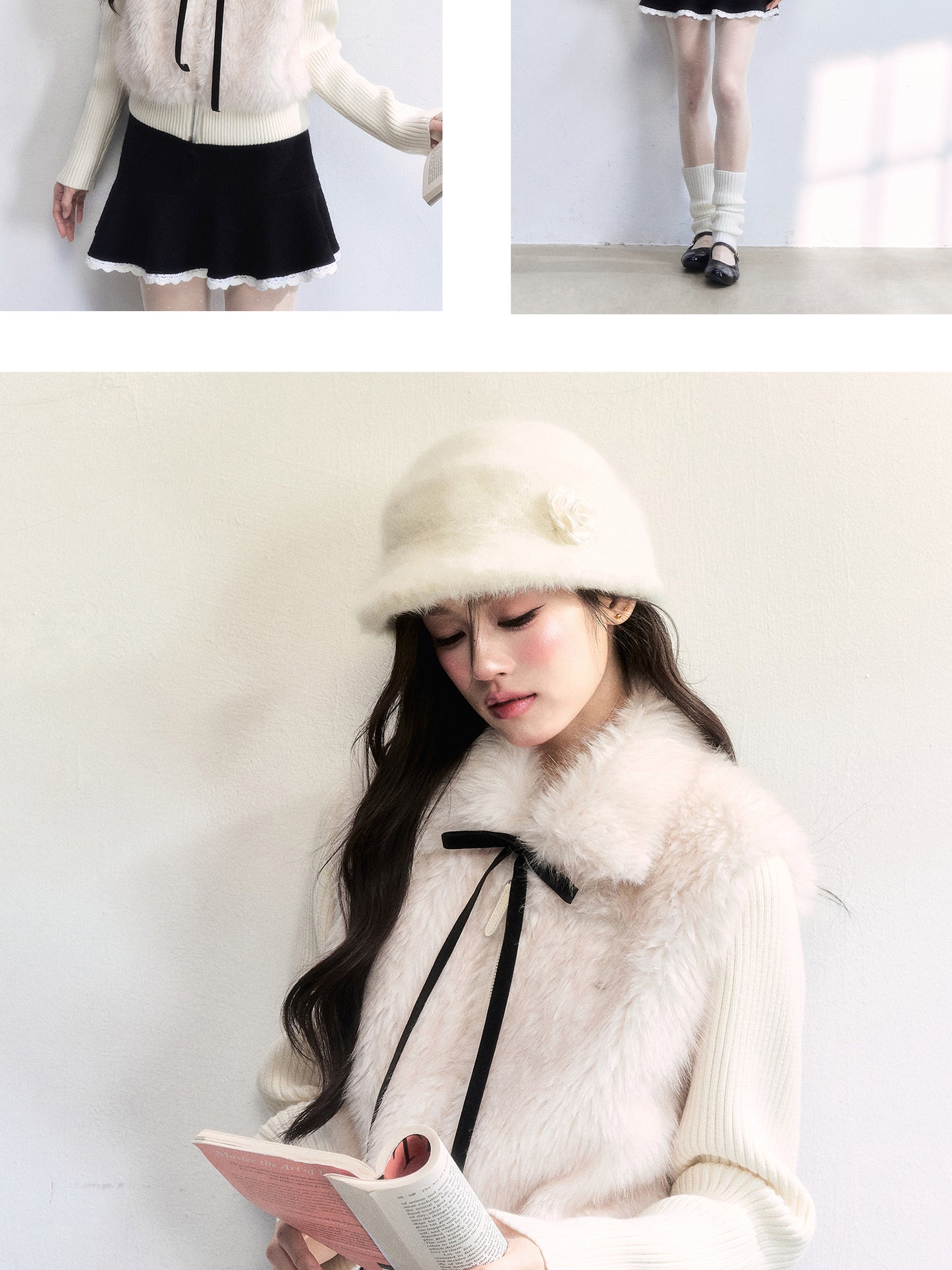 Faux Fur Ribbed Knit ZipUp Top