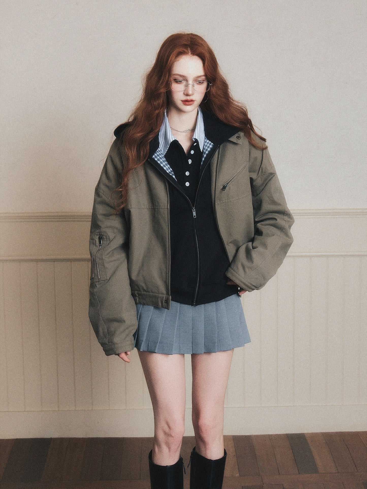 90S Style Quilted Workwear Short Jacket