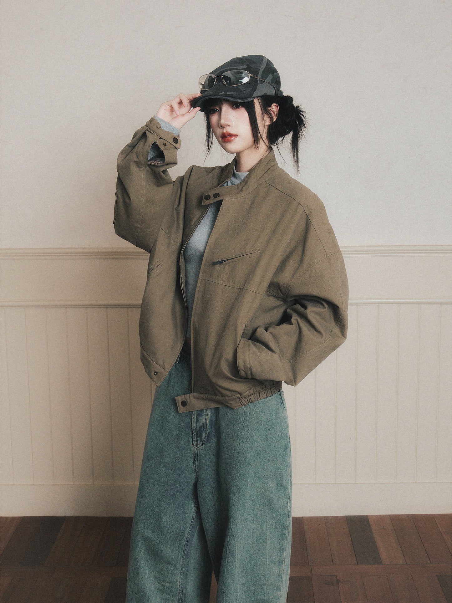 90S Style Quilted Workwear Short Jacket