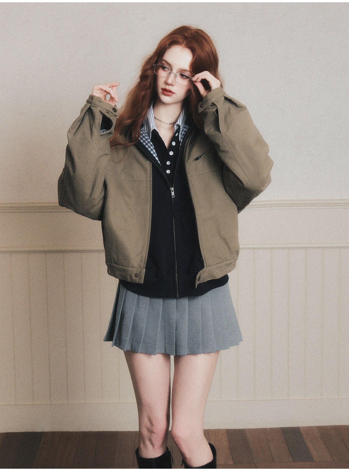 90S Style Quilted Workwear Short Jacket