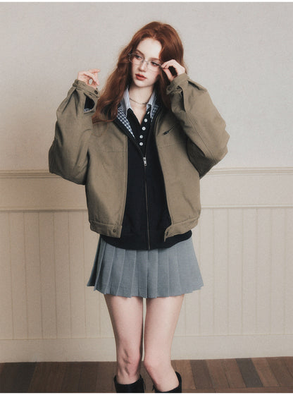90S Style Quilted Workwear Short Jacket