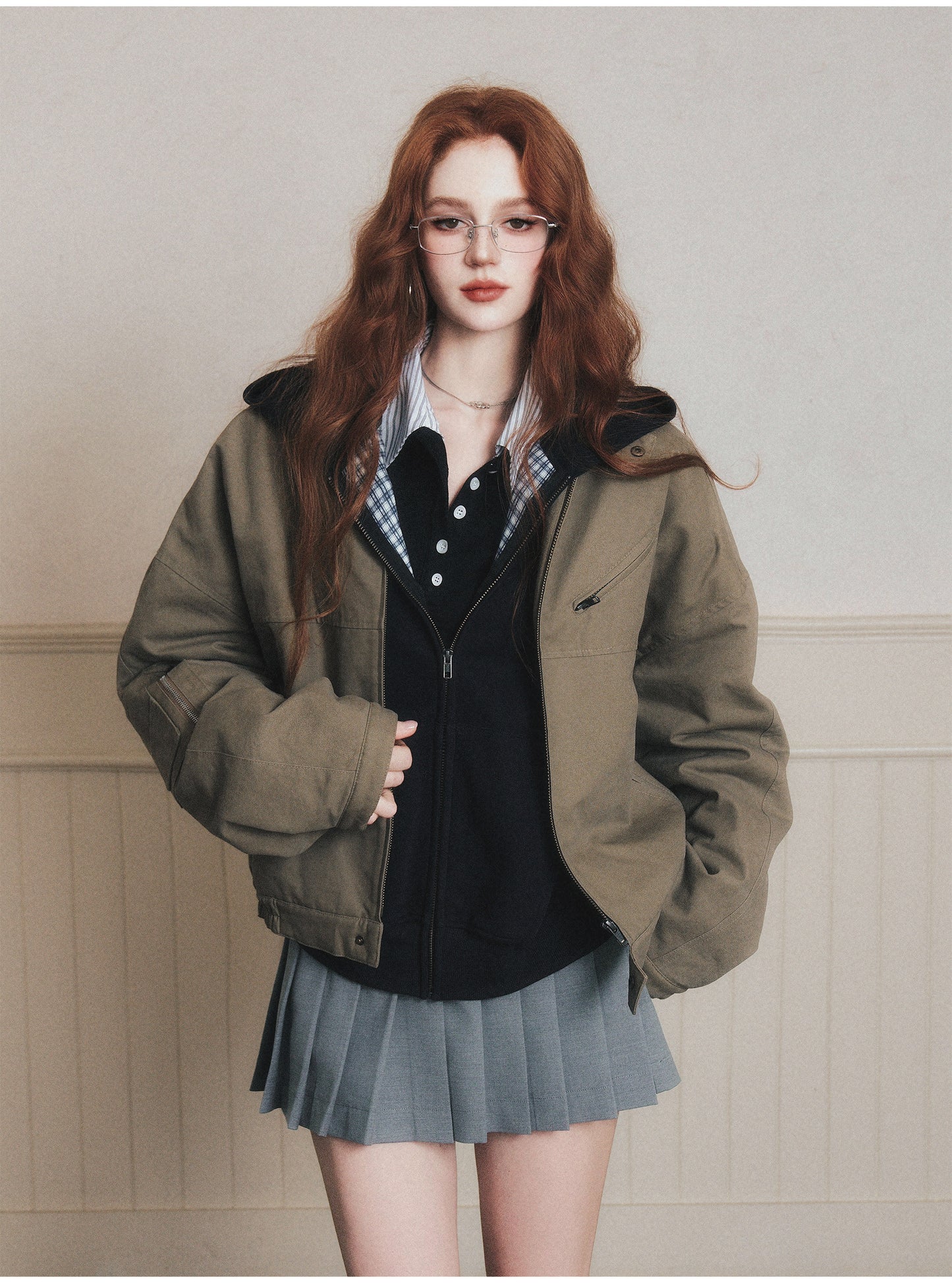 90S Style Quilted Workwear Short Jacket