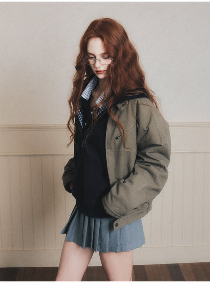 90S Style Quilted Workwear Short Jacket