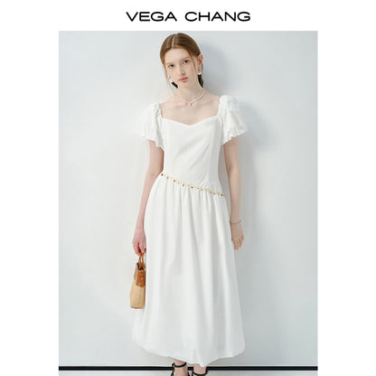 Asymmetric Waist Bubble-Hem Dress