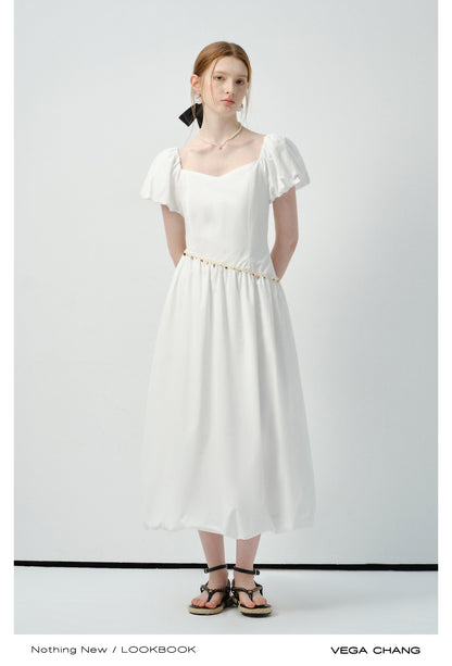 Asymmetric Waist Bubble-Hem Dress