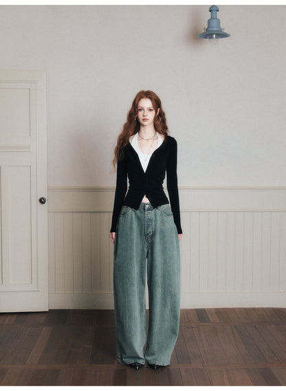 Fitted Button-Up Top With Halter Neck Top