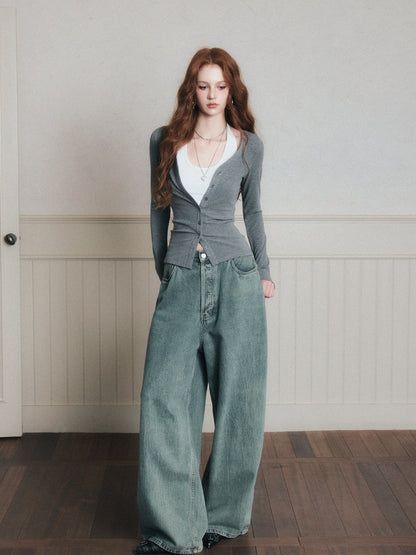 Fitted Button-Up Top With Halter Neck Top