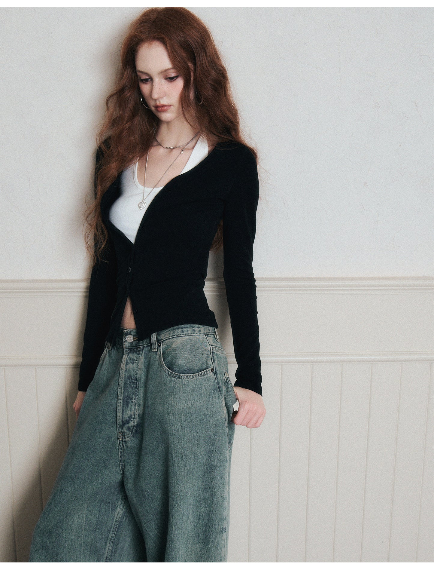 Fitted Button-Up Top With Halter Neck Top