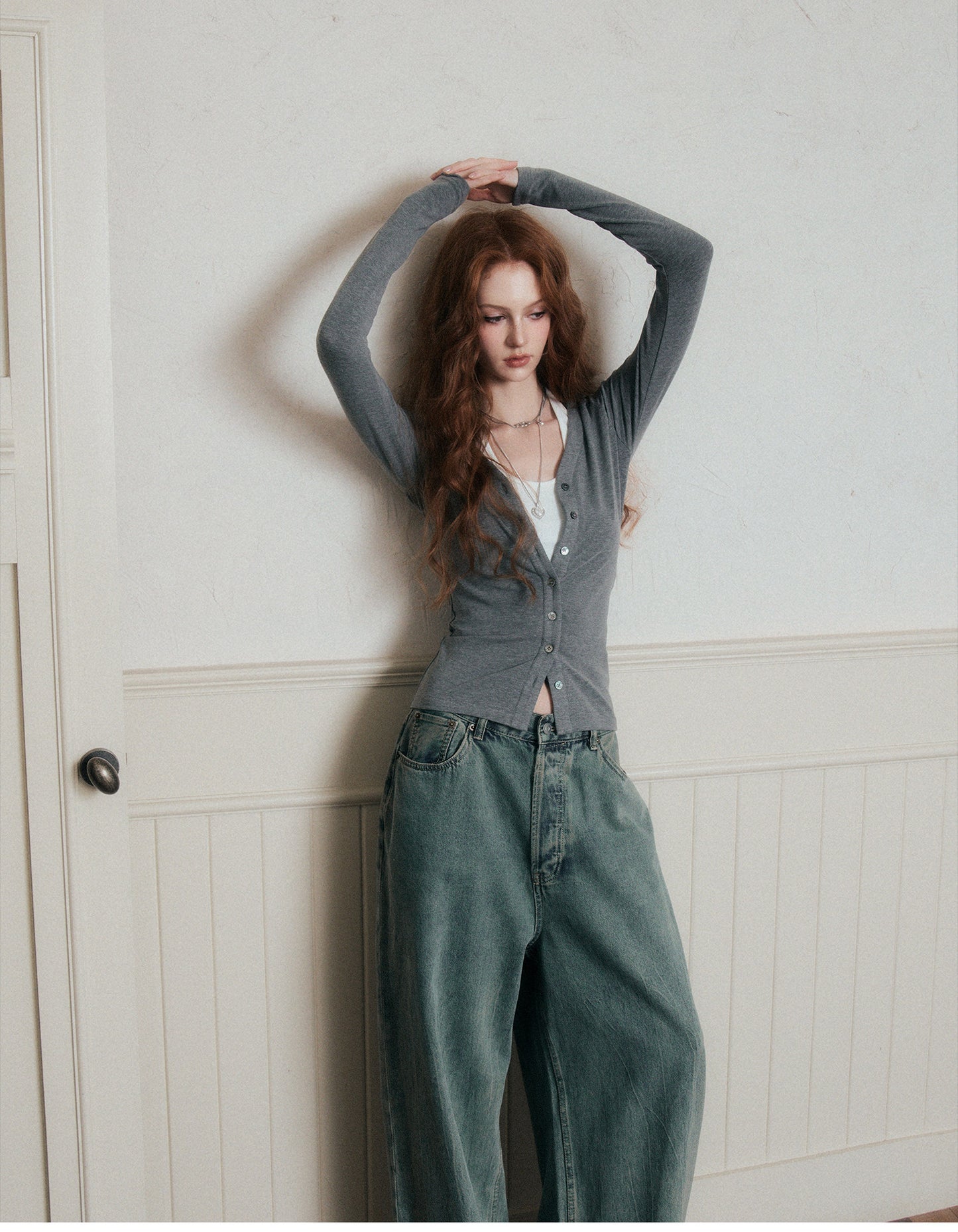 Fitted Button-Up Top With Halter Neck Top