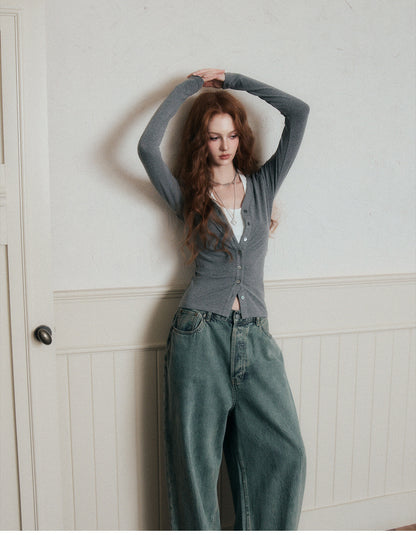 Fitted Button-Up Top With Halter Neck Top