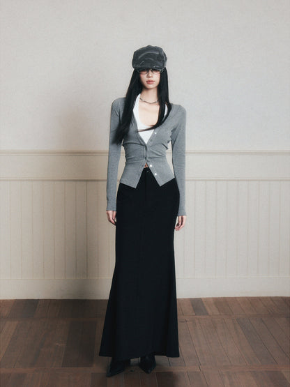 Fitted Button-Up Top With Halter Neck Top