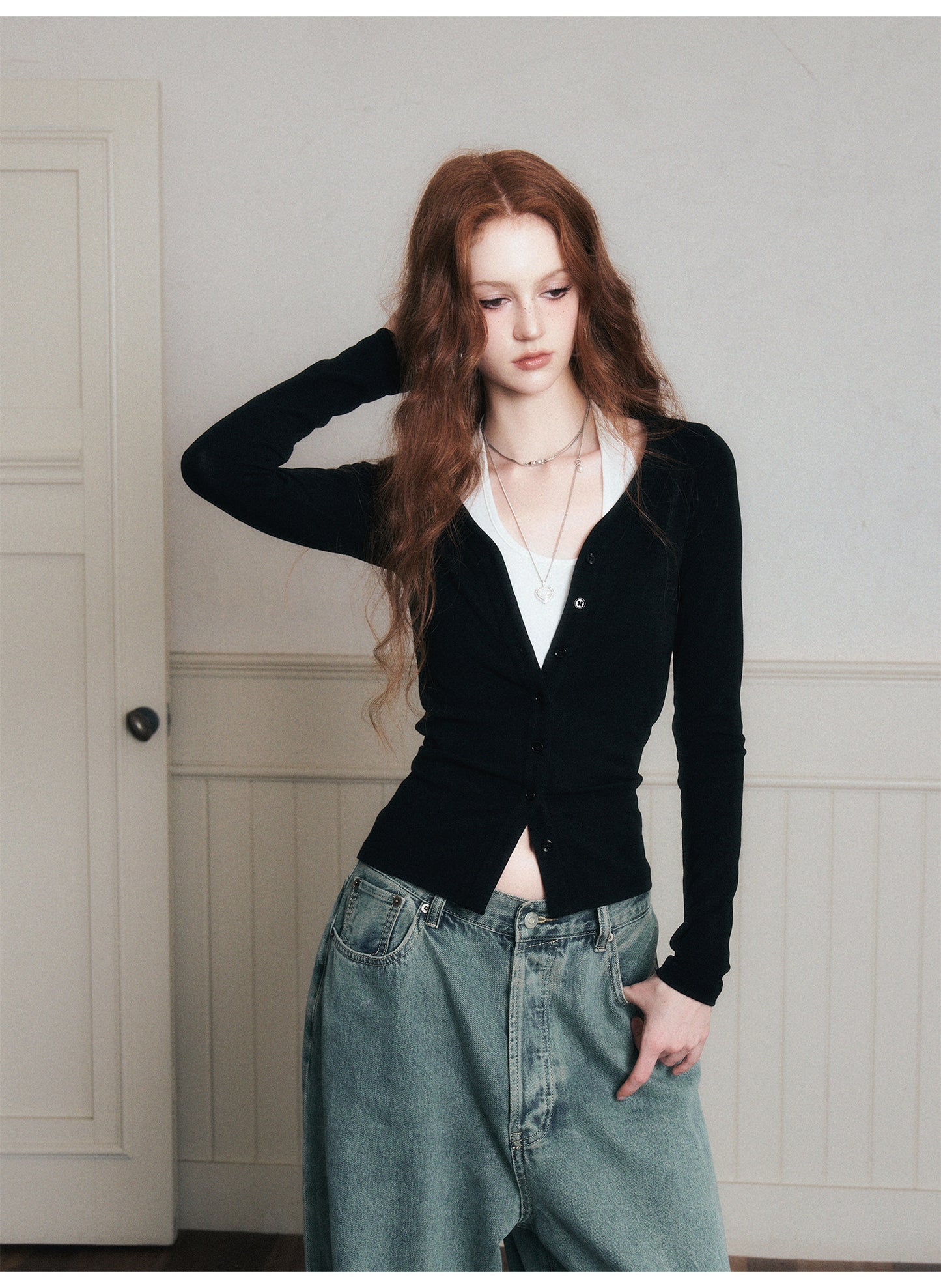 Fitted Button-Up Top With Halter Neck Top