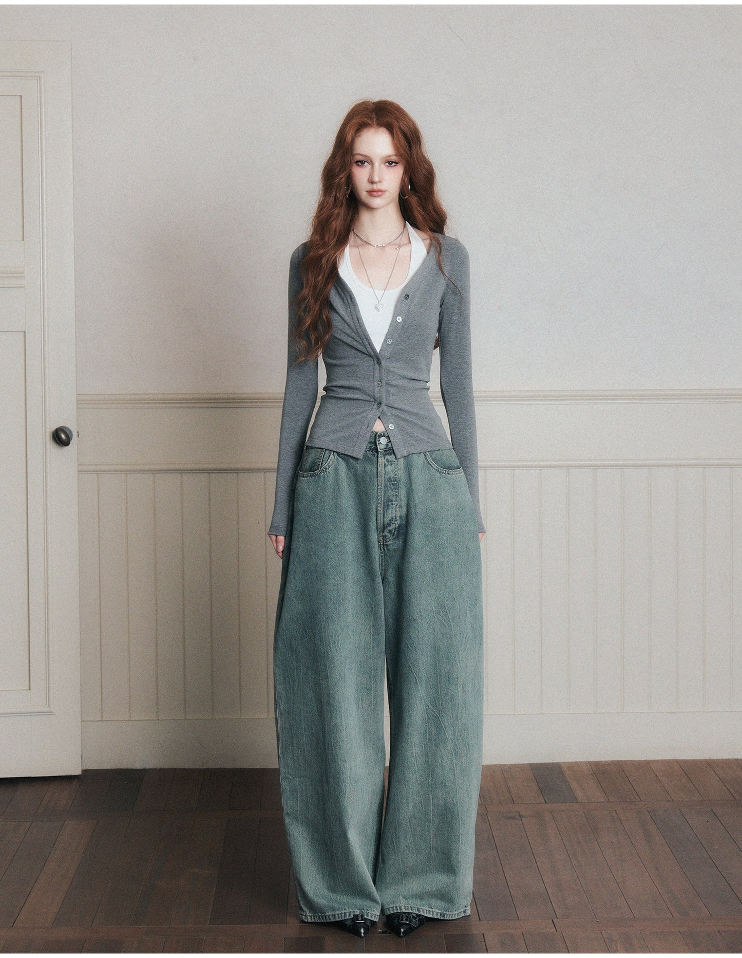 Fitted Button-Up Top With Halter Neck Top