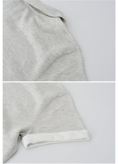 Cotton Blend Half-Zip Polo Collar Knit Top