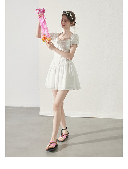 Puff Sleeve Dress With Soft Camellia Print