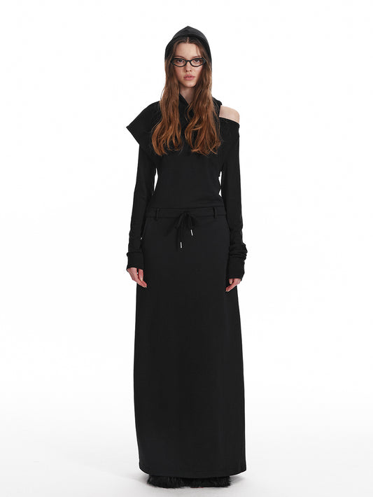 Asymmetric Open Shoulder Layered Maxi Dress