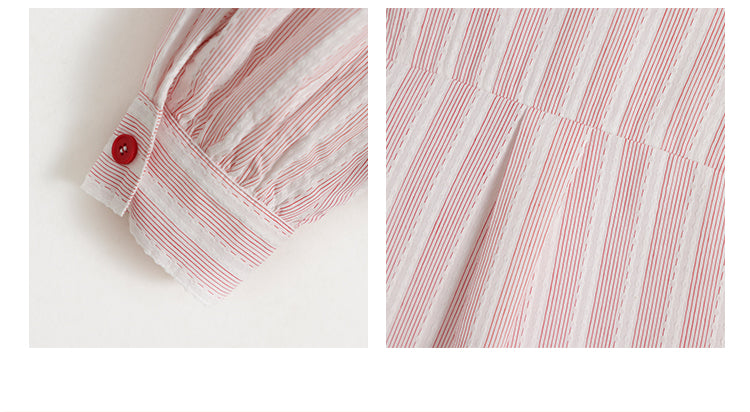 Peter Pan Collar Striped Frill Blouse