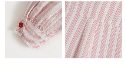 Peter Pan Collar Striped Frill Blouse