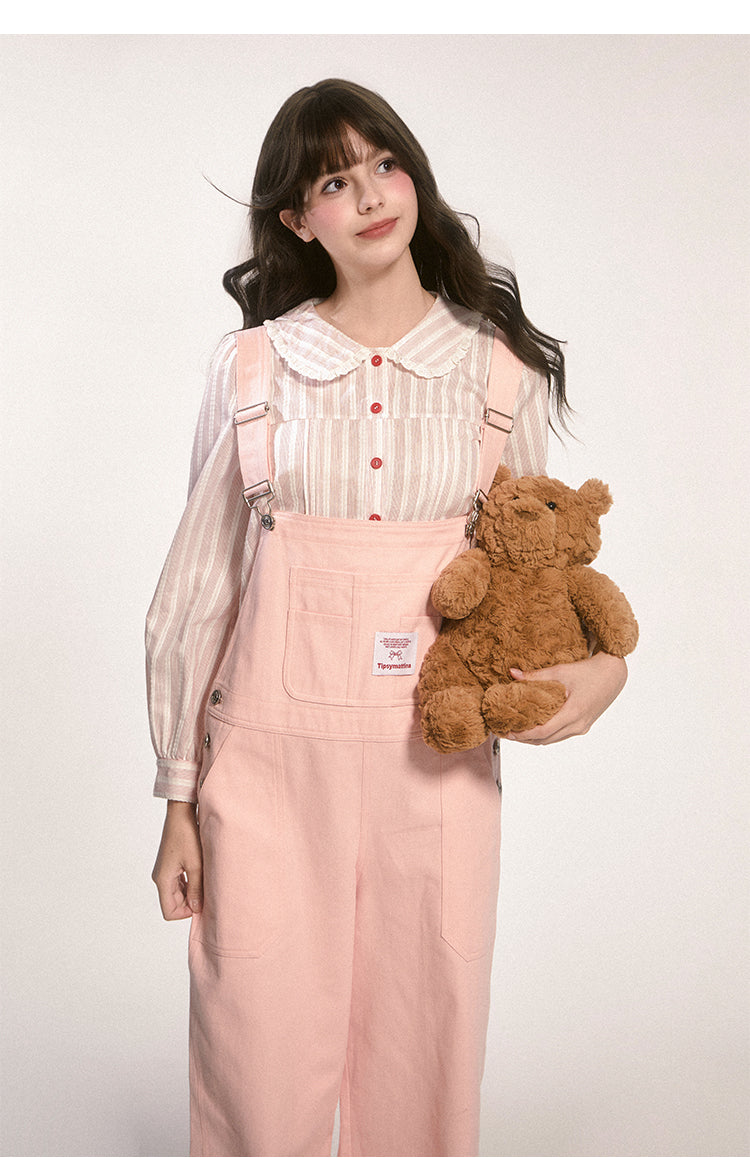 Peter Pan Collar Striped Frill Blouse