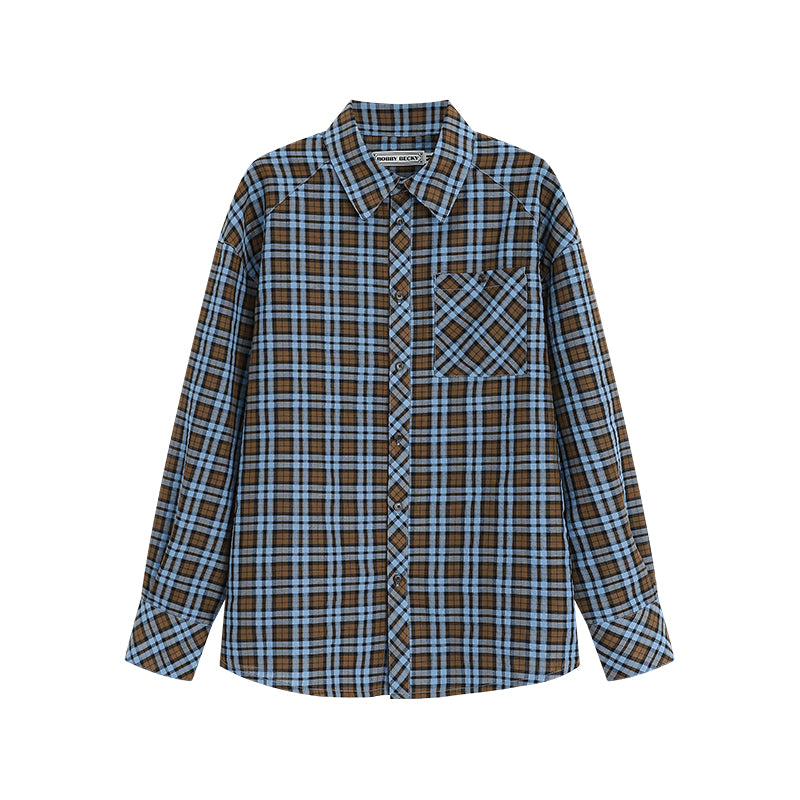 Plaid Cotton Blend Seersucker Overshirt