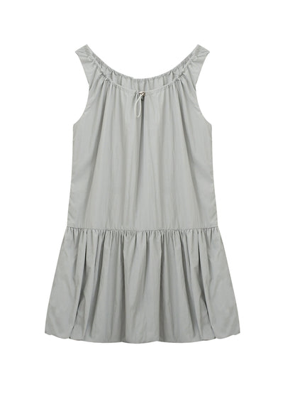 Bubble Dress With Drawstring Ruched Neckline