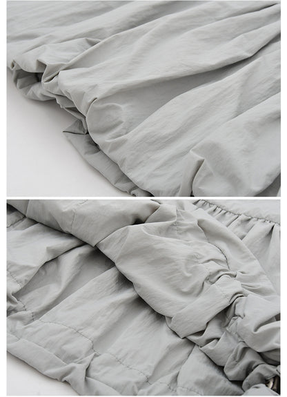 Bubble Dress With Drawstring Ruched Neckline