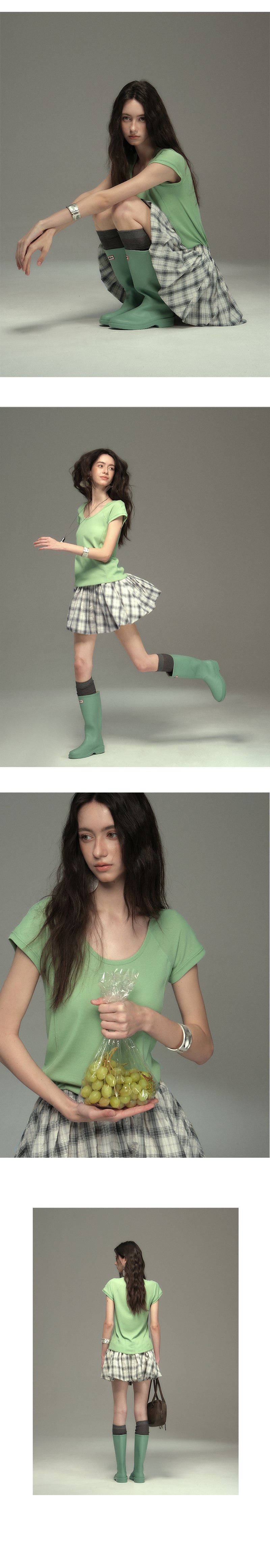 Simple U-Neck Plain T-Shirt