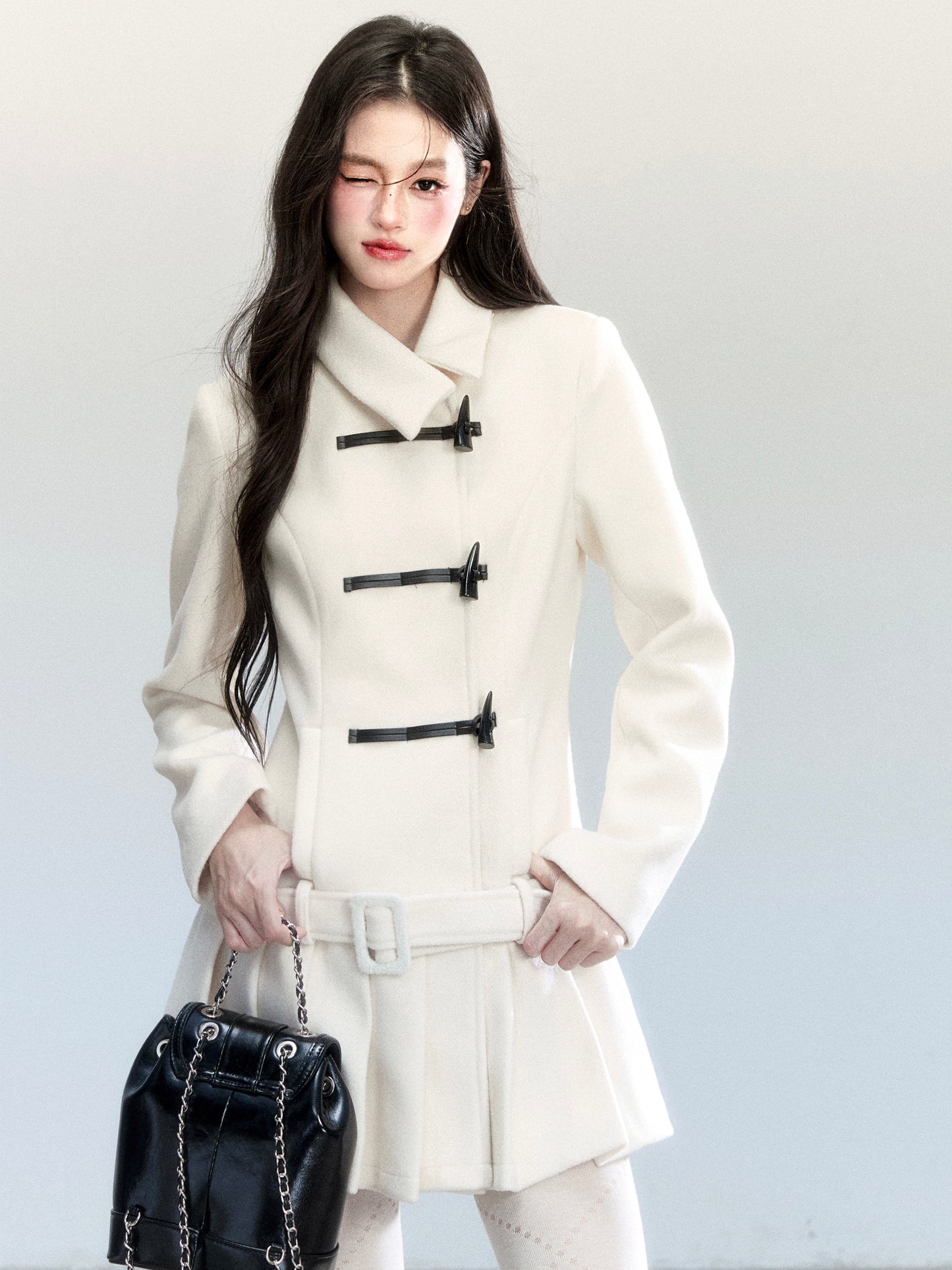Asymmetric Dress-Style Coat With Toggle Closure