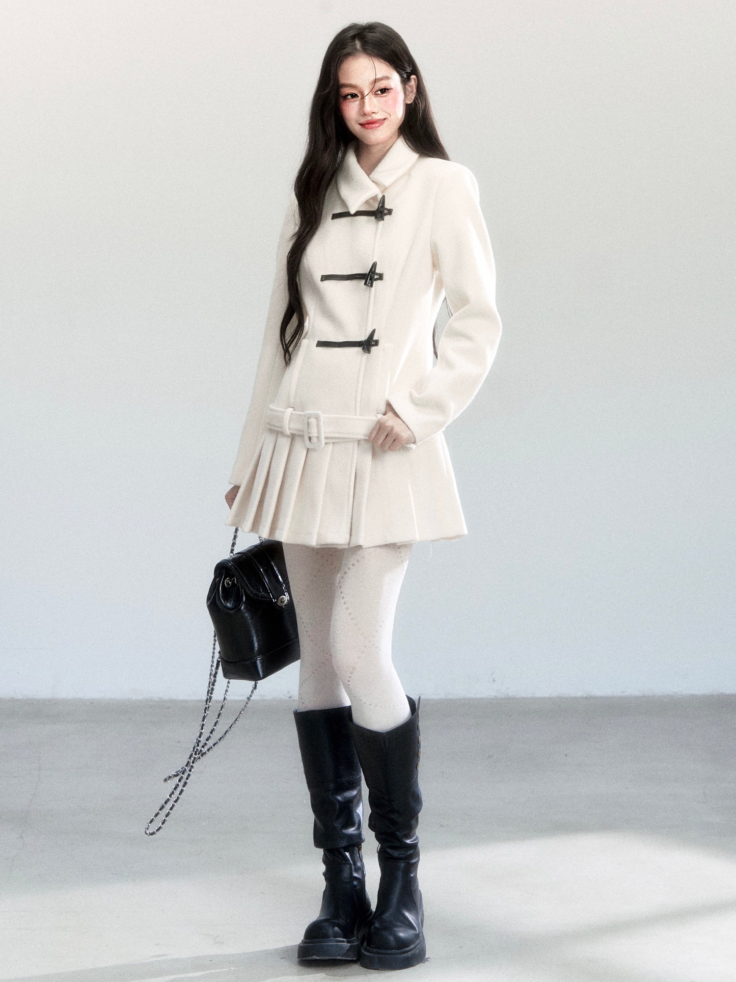 Asymmetric Dress-Style Coat With Toggle Closure