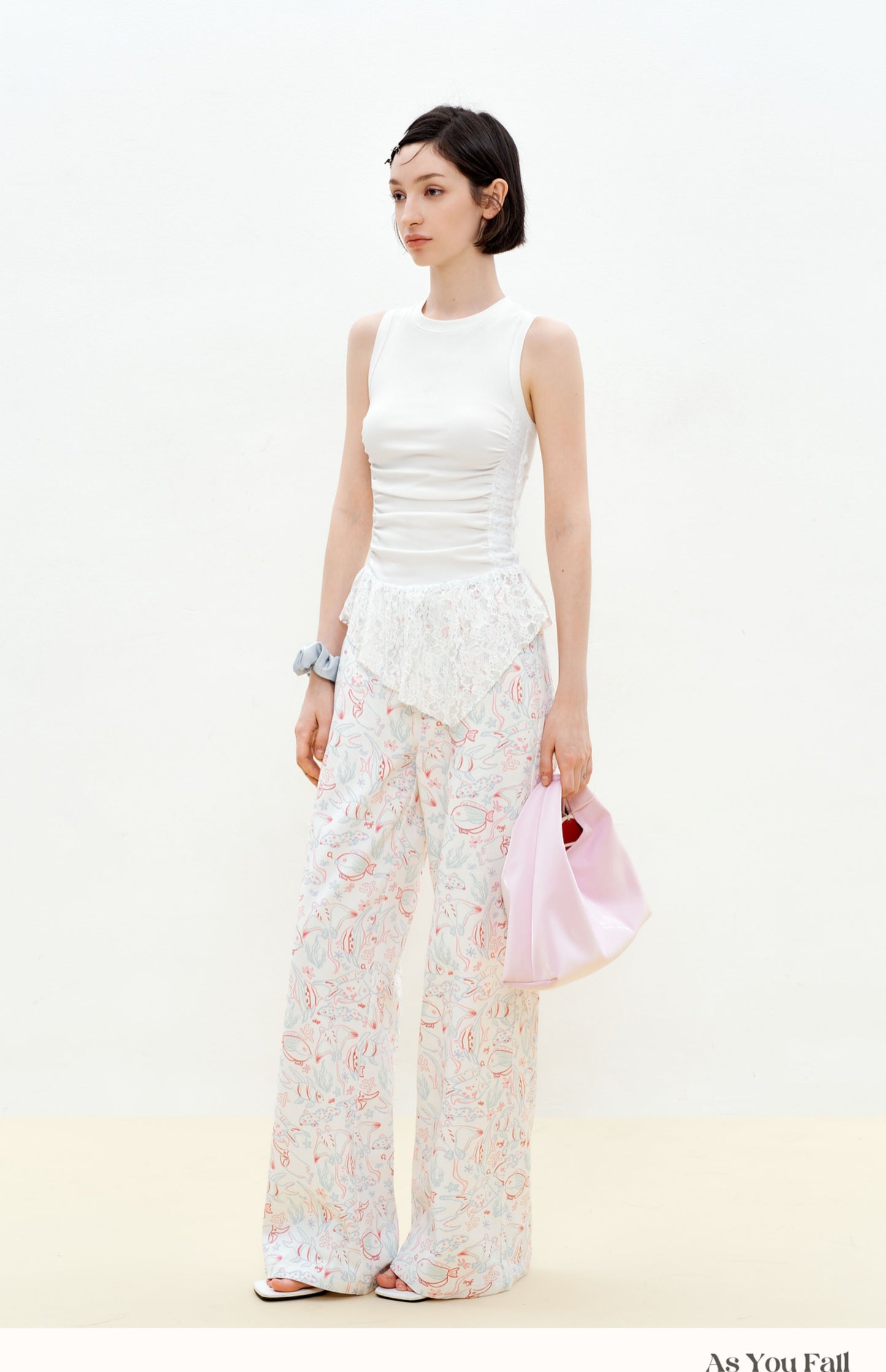 Ruched Sleeveless Top With Lace Detail