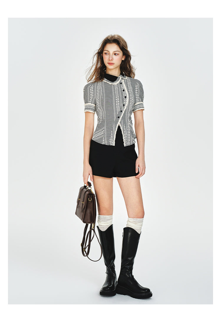 Peter Pan Collar Asymmetrical Blouse