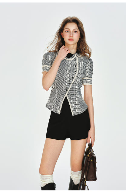 Peter Pan Collar Asymmetrical Blouse
