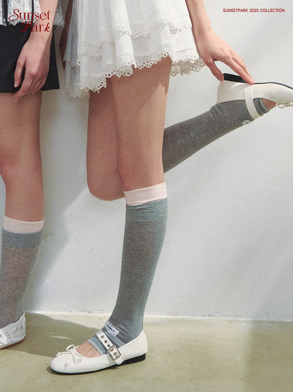 Contrast Stacked Sheer Open-Toe Socks