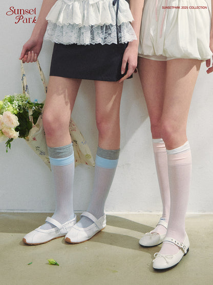 Contrast Stacked Sheer Open-Toe Socks