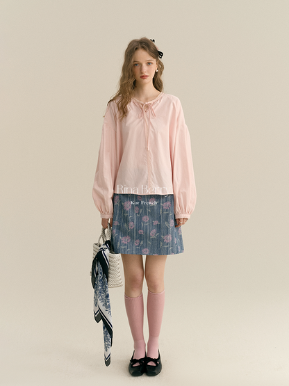 Striped Floral A-Line Mini Skirt