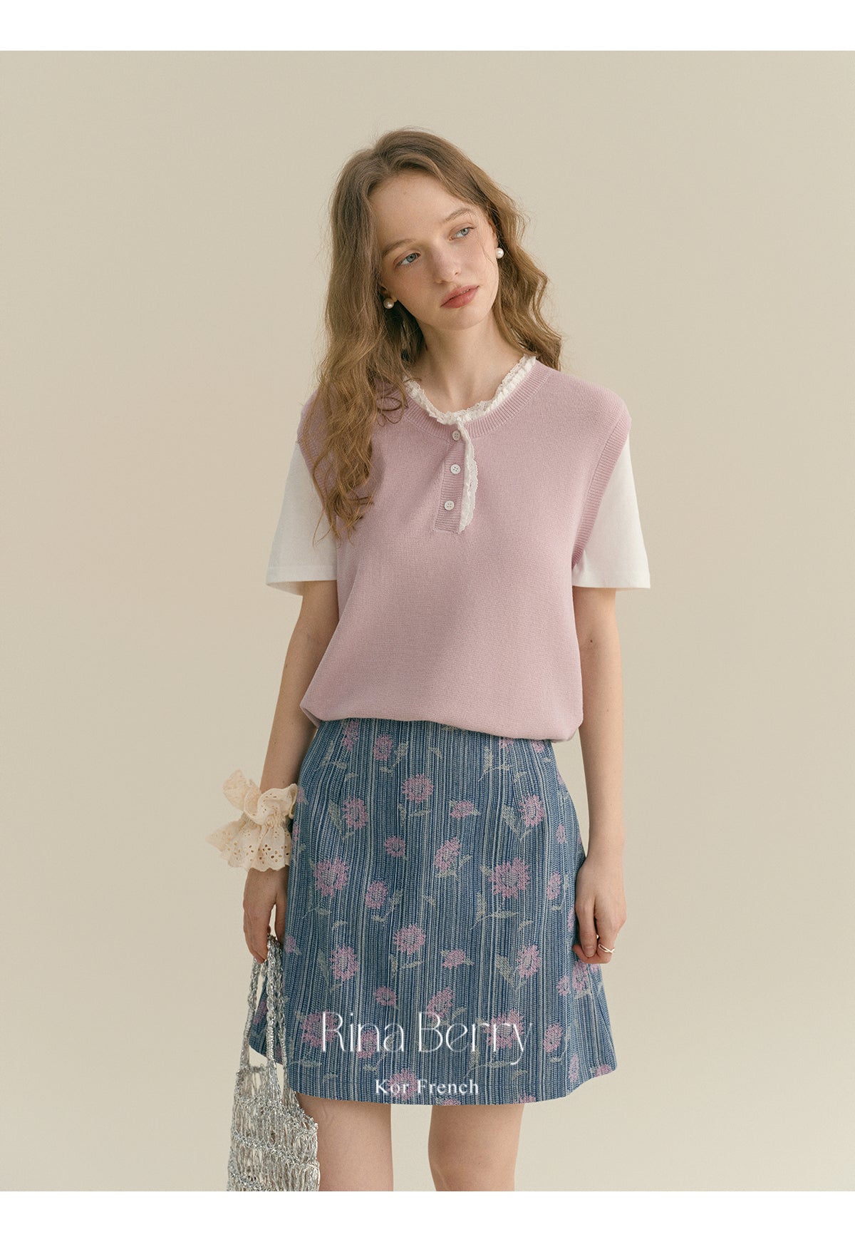 Striped Floral A-Line Mini Skirt