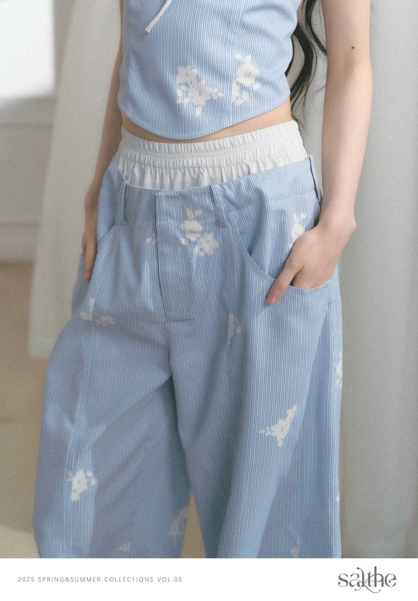 Floral Print Off-Shoulder Top & Curved Wide-Leg Pants